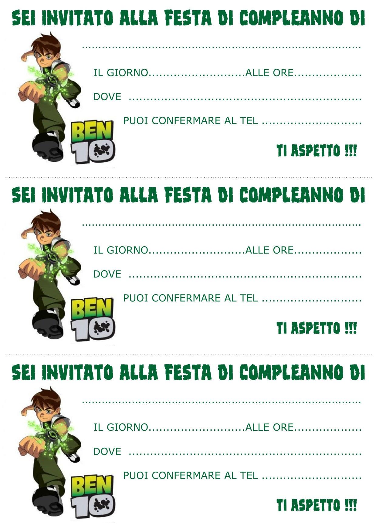 Biglietti invito compleanno per bambini 